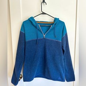 Prana Size S Blue Fleece Hoodie Quarter Zip Jacket